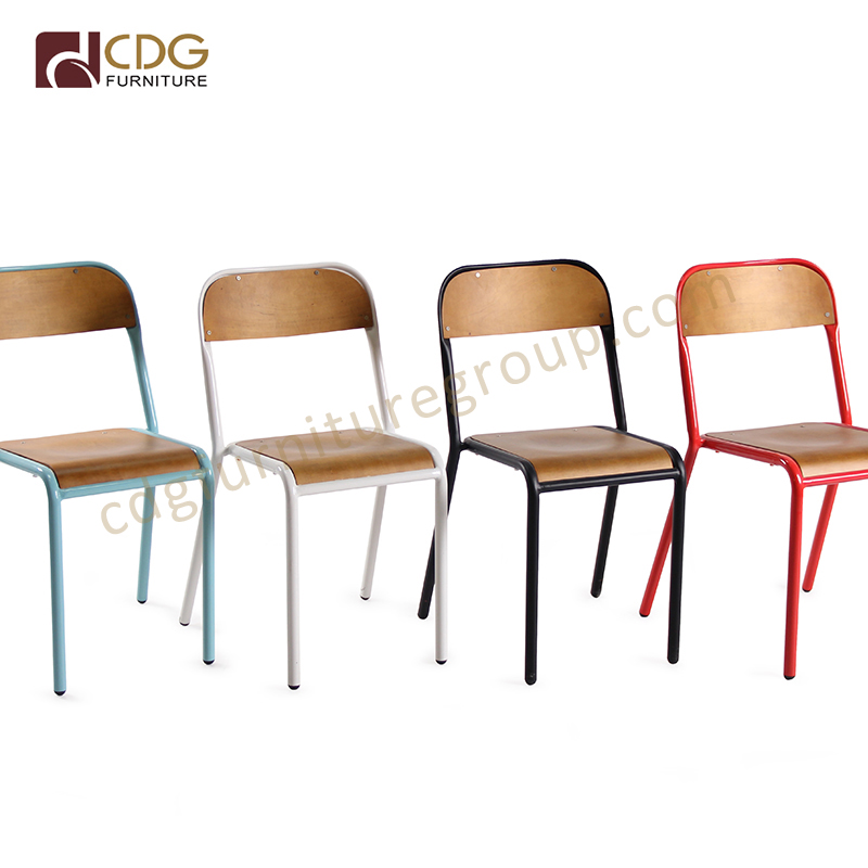Stackable Modern Design Plywood Steel Chair For Coffee Shop Furniture