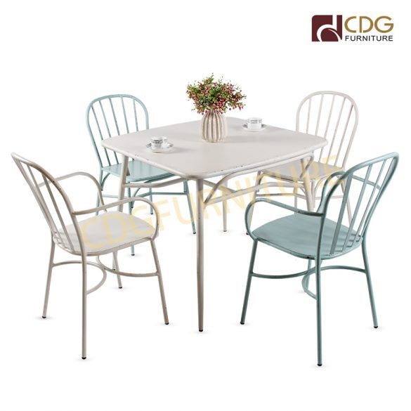 French Outdoor Garden Furniture Aluminum Cafe Chairs And Table Set