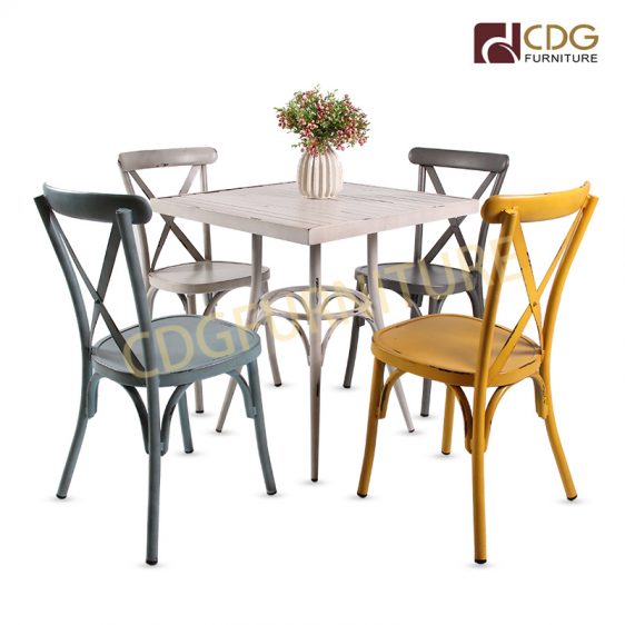 Retro Steel Bistro Dining Table Garden, Retro Metal Kitchen Table And Chairs