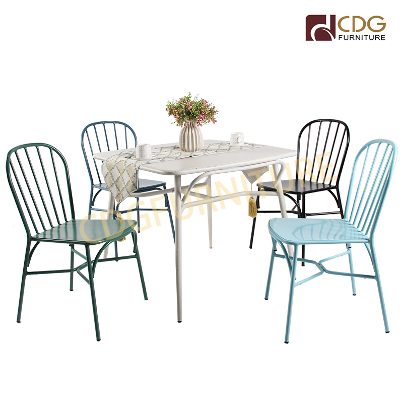 Industrial Vintage Finish Dining Metal Chairs Aluminium Outdoor Event