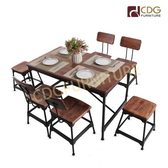 2019 New Design Metal Base Wood Top Dining Table Set For Sale Dining Table Set 788dt Stw Re12070 Jiemei