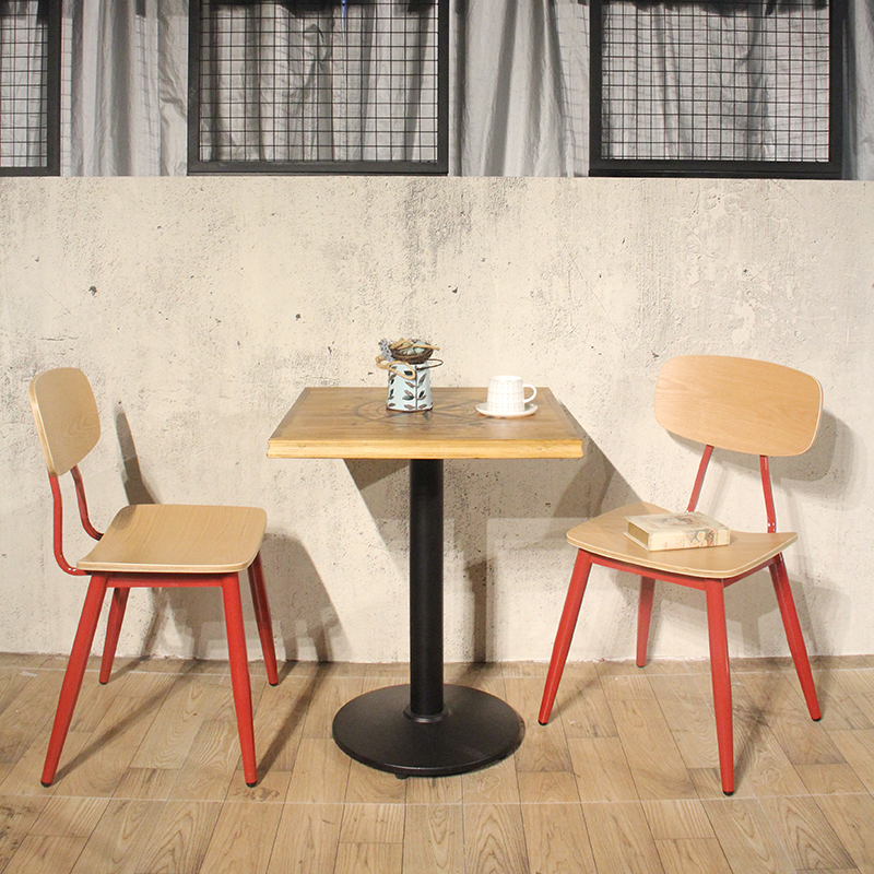 Low Price New Design Commercial Furniture Metal Leg Wood Seat Wooden